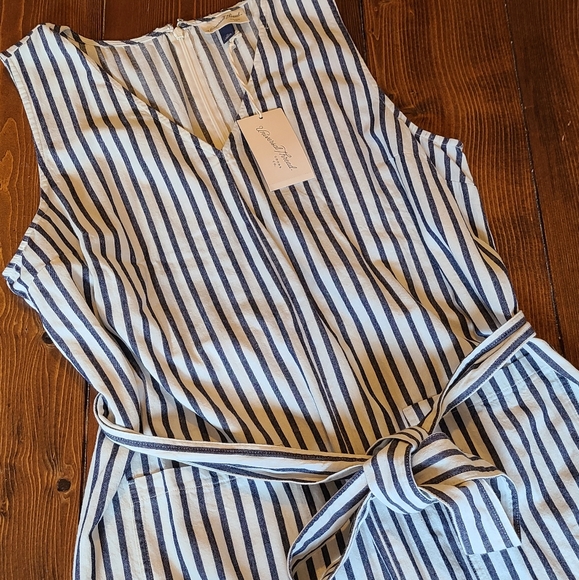 NEW Universal Thread Cotton Navy Blue White Stipe Sleeveless Jumpsuit-XL - Picture 4 of 6